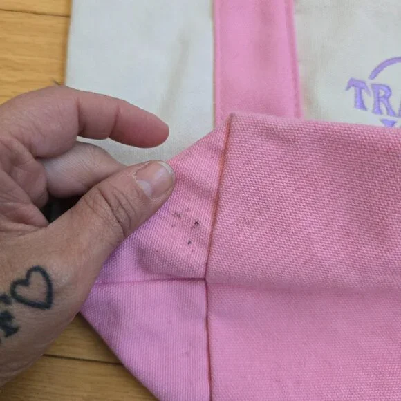 Trader Joes | whimsy pastel pink mini canvas tote bag - Picture 7 of 11